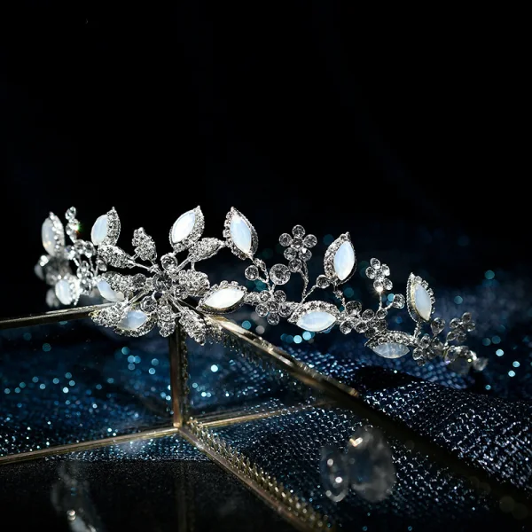 Mooie / Prachtige Zilveren Bruidssieraden 2020 Metaal Rhinestone Tiara Oorbellen Bruids Haaraccessoires