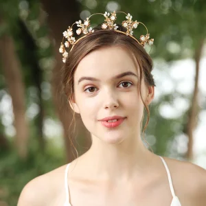 Snygga Fina Guld Tiara Brud Huvudbonad 2020 Legering Rhinestone Beading Tillbehör