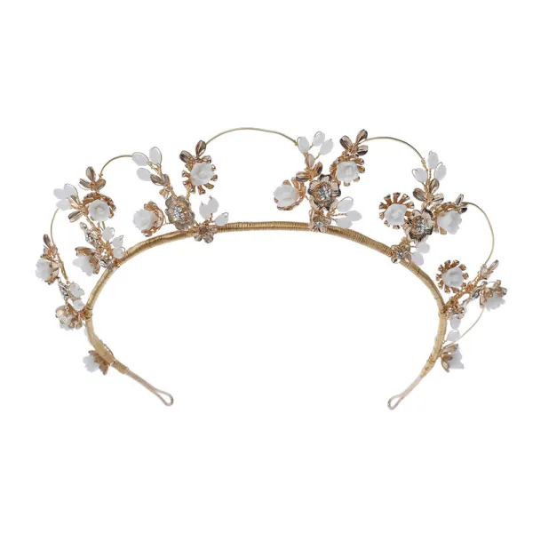 Chic / Beautiful Gold Tiara Bridal Hair Accessories 2020 Alloy Rhinestone Beading Accessories