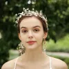 Elegant Gold Bridal Jewelry 2020 Alloy Rhinestone Flower Headpieces Earrings Bridal Hair Accessories