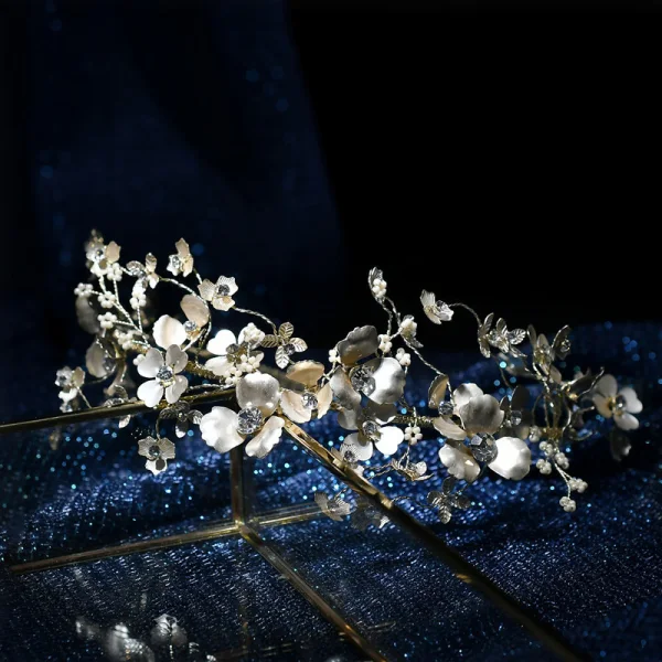 Elegant Gold Bridal Jewelry 2020 Alloy Rhinestone Flower Headpieces Earrings Bridal Hair Accessories