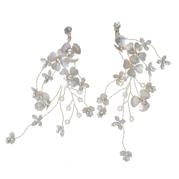 Elegant Gold Bridal Jewelry 2020 Alloy Rhinestone Flower Headpieces Earrings Bridal Hair Accessories
