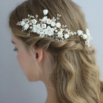 Elegant Gold Hair Comb 2020 Metal Pearl Crystal Flower Headpieces Accessories Bridal Hair Accessories