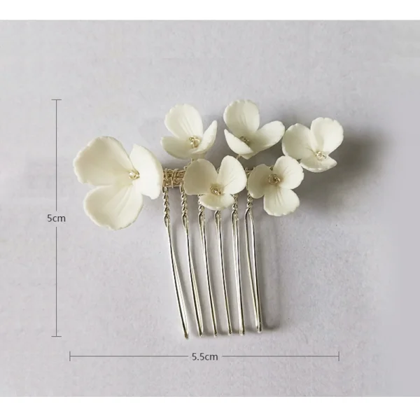 Eleganta Silver Blomma Hårkam 2020 Metall Tillbehör Brud Huvudbonad