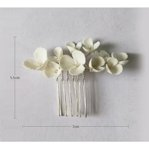 Eleganta Silver Blomma Hårkam 2020 Metall Tillbehör Brud Huvudbonad