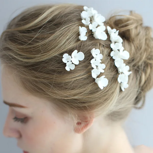 Eleganta Silver Blomma Hårkam 2020 Metall Tillbehör Brud Huvudbonad