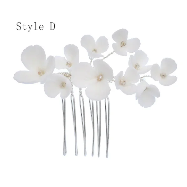 Eleganta Silver Blomma Hårkam 2020 Metall Tillbehör Brud Huvudbonad