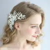 Chic / Beautiful Silver Hair Comb 2020 Metal Pearl Rhinestone Bridal Hair Accessories