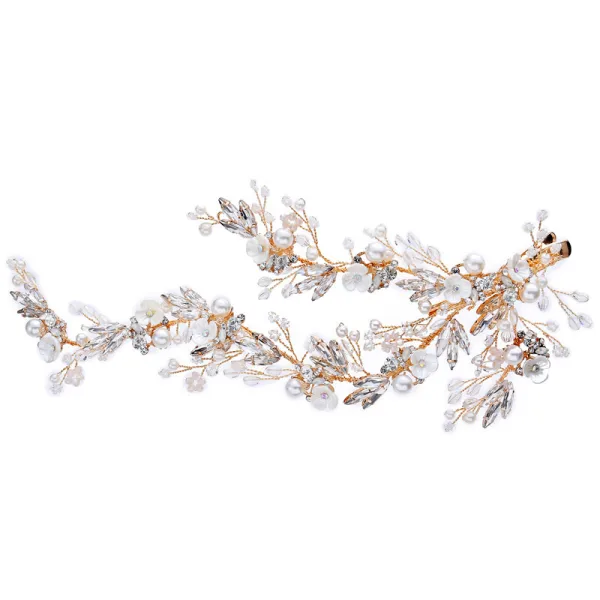 Charming Gold Bridal Jewelry 2020 Alloy Beading Pearl Rhinestone Earrings Bridal Hair Accessories