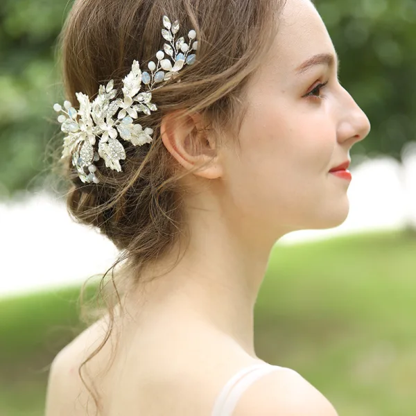 Chic / Beautiful Silver Headpieces 2020 Metal Rhinestone Bridal Hair Accessories