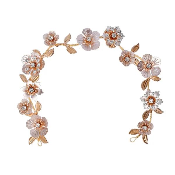 Élégant Doré Fleur Mariage Accessoire Cheveux Boucles D'Oreilles 2020 Métal Faux Diamant Accessoire Cheveux Mariage