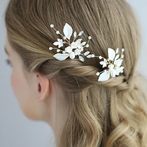 Eenvoudige Goud Huwelijk Haaraccessoires 2020 Metaal Parel Rhinestone Bruids Haaraccessoires