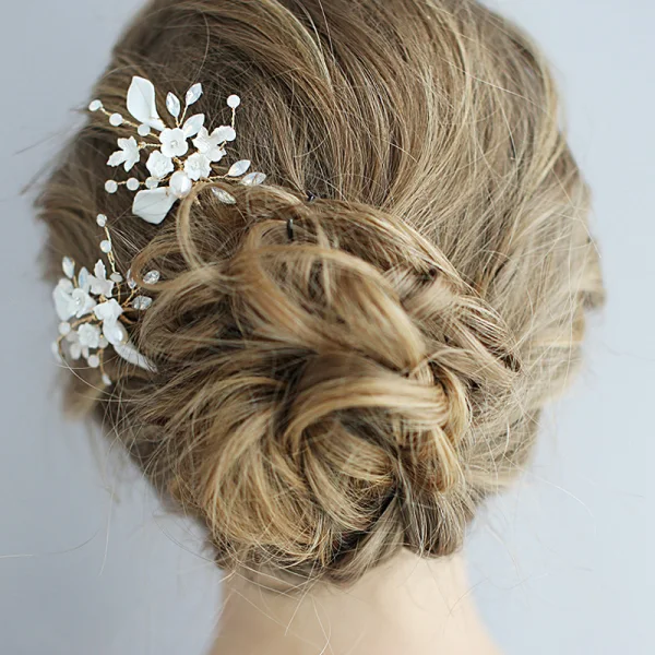 Modest / Simple Gold Wedding Headpieces 2020 Metal Pearl Rhinestone Bridal Hair Accessories