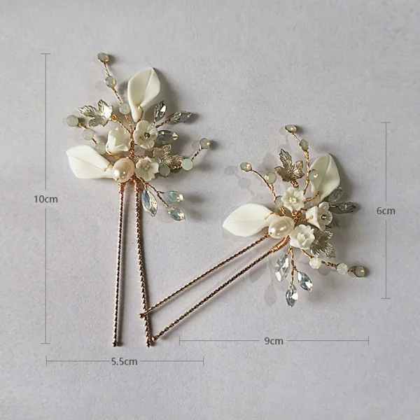 Modest / Simple Gold Wedding Headpieces 2020 Metal Pearl Rhinestone Bridal Hair Accessories