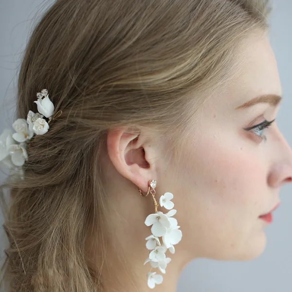 Flower Fairy Gold Wedding Hair Comb Bridal Hair Accessories 2020 Metal Crystal Flower Headpieces Earrings Accessories