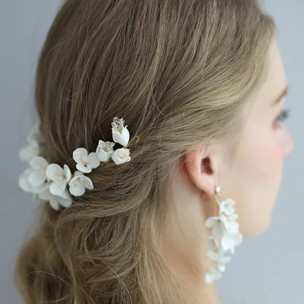 Flower Fairy Gold Wedding Hair Comb Bridal Hair Accessories 2020 Metal Crystal Flower Headpieces Earrings Accessories