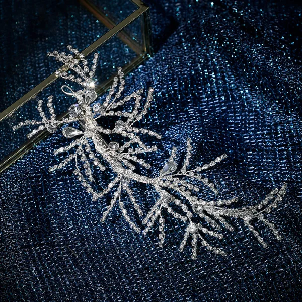 Enkel Sølv Rhinestone Bryllup Metall Hodepynt 2020 Har Tilbehor