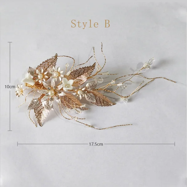 Elegant Gold Bridal Hair Accessories 2020 Leaf Metal Crystal Flower Wedding Headpieces