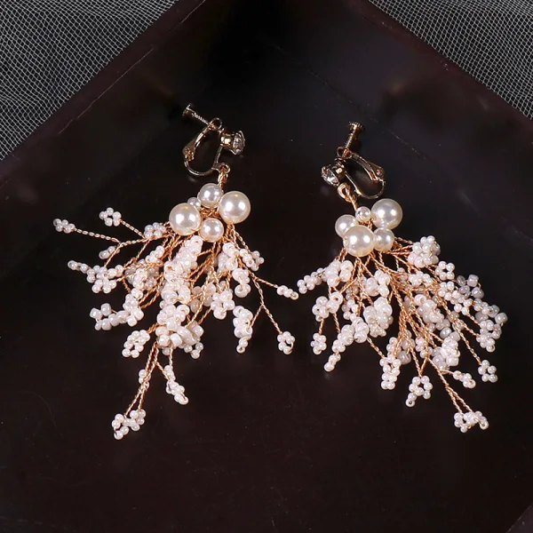 Transparent Gold Bridal Jewelry 2020 Metal Beading Rhinestone Tiara Earrings Bridal Hair Accessories