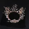 Classy Gold Tiara Bridal Hair Accessories 2020 Metal Beading Crystal Rhinestone Wedding Accessories