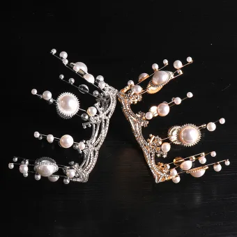 Chic Beautiful Pearl Rhinestone Tiara Bridal Hair Accessories 2020 Metal Wedding Accessories