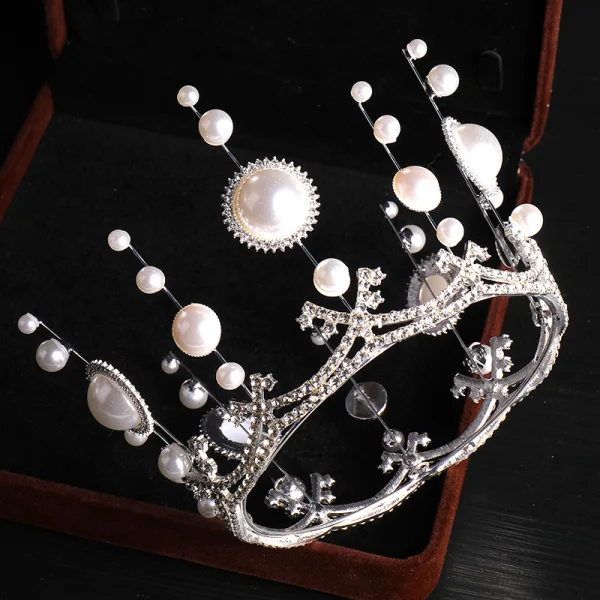 Chic / Beautiful Pearl Rhinestone Tiara Bridal Hair Accessories 2020 Metal Wedding Accessories