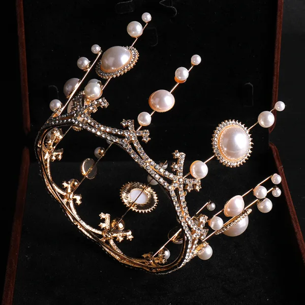 Chic / Beautiful Pearl Rhinestone Tiara Bridal Hair Accessories 2020 Metal Wedding Accessories