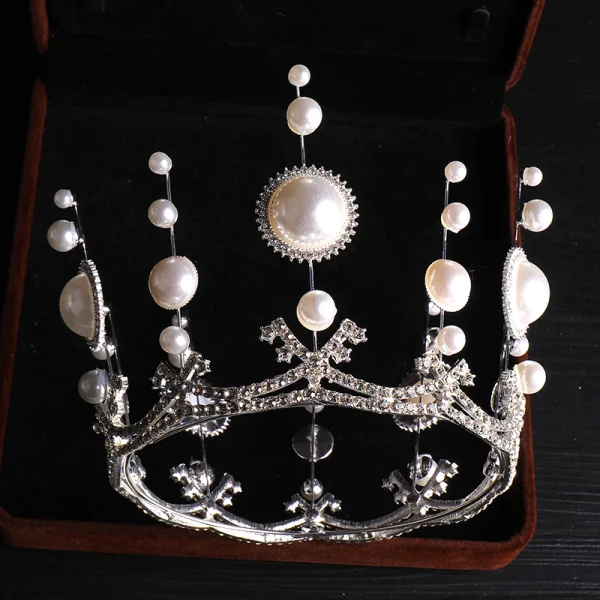 Chic / Beautiful Pearl Rhinestone Tiara Bridal Hair Accessories 2020 Metal Wedding Accessories