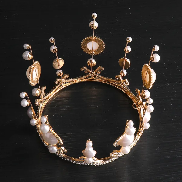 Chic / Beautiful Pearl Rhinestone Tiara Bridal Hair Accessories 2020 Metal Wedding Accessories
