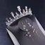 Elegancka Srebrny Biżuteria Ślubna 2020 Metal Perła Rhinestone Tiara Kolczyki Ozdoby Do Włosów Ślubne