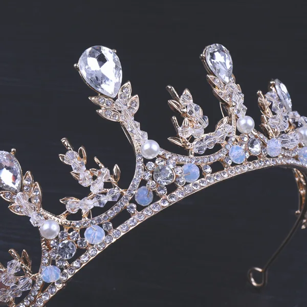 Elegancka Srebrny Biżuteria Ślubna 2020 Metal Perła Rhinestone Tiara Kolczyki Ozdoby Do Włosów Ślubne