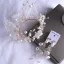 Chic / Beautiful Gold Bridal Jewelry 2020 Metal Tulle Pearl Flower Earrings Tiara Bridal Hair Accessories
