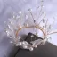 Chic / Beautiful Gold Bridal Jewelry 2020 Metal Tulle Pearl Flower Earrings Tiara Bridal Hair Accessories