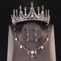 Vintage Gold Brautschmuck 2020 Metall Strass Ohrringe Diadem Haarschmuck Braut