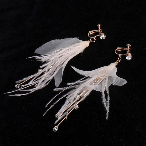 Fée Des Fleurs Doré Bijoux Mariage 2020 Métal Perlage Perle Faux Diamant Plumes Tiare Boucles D'Oreilles Accessoire Cheveux Mariage