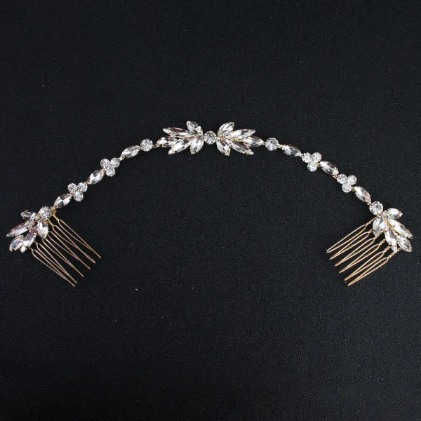 Elegant Gold Hair Comb Wedding Headpieces 2020 Metal Rhinestone Bridal Hair Accessories