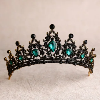 Vintage Retro Baroque Green Rhinestone Tiara 2020 Alloy Bridal Hair Accessories