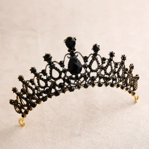 Vintage Barokowy Czarne Rhinestone Tiara 2020 Metal Ozdoby Do Włosów Ślubne