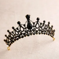 Vintage Barok Zwarte Rhinestone Tiara 2020 Metaal Bruids Haaraccessoires