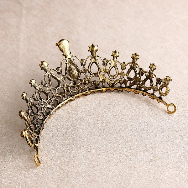Vintage / Retro Baroque Black Rhinestone Tiara 2020 Metal Bridal Hair Accessories