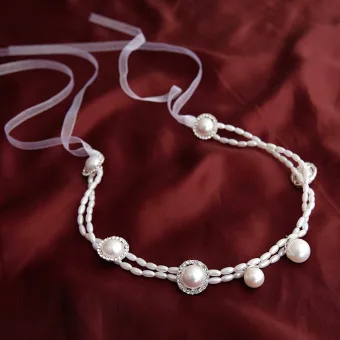 Elegant White Pearl Headbands Bridal Hair Accessories 2020 Lace Up Wedding Headpieces