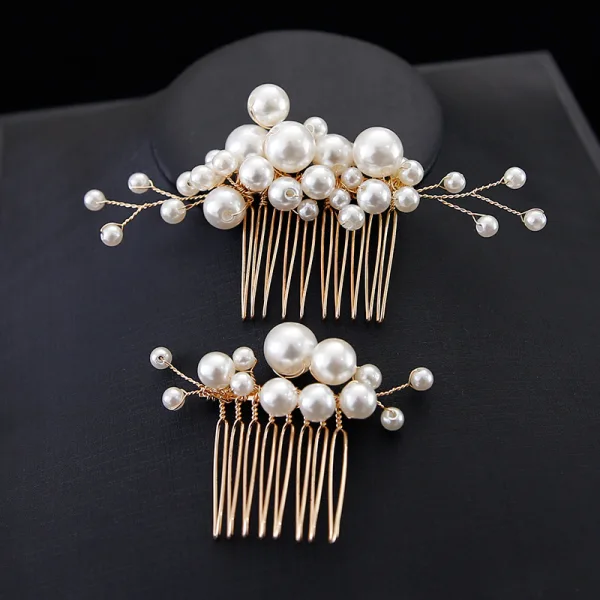 Charming Gold Hair Comb Wedding Headpieces 2020 Metal Pearl Bridal Hair Accessories