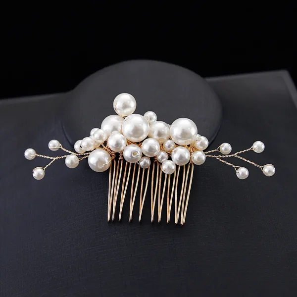 Charming Gold Hair Comb Wedding Headpieces 2020 Metal Pearl Bridal Hair Accessories