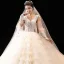 Étourdissant Champagne La Mariée Robe De Mariée 2020 Robe Boule Transparentes Col v profond Détachable Sans Manches Dos Nu Appliques Paillettes Perlage Royal Train Volants en Cascade