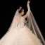 Étourdissant Champagne La Mariée Robe De Mariée 2020 Robe Boule Transparentes Col v profond Détachable Sans Manches Dos Nu Appliques Paillettes Perlage Royal Train Volants en Cascade