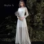 Modest / Simple Summer White Beach Wedding Dresses 2020 A-Line / Princess Scoop Neck Long Sleeve Appliques Lace Floor-Length / Long Ruffle