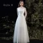 Modest / Simple Summer White Beach Wedding Dresses 2020 A-Line / Princess Scoop Neck Long Sleeve Appliques Lace Floor-Length / Long Ruffle