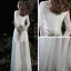 Modest / Simple Summer White Beach Wedding Dresses 2020 A-Line / Princess Scoop Neck Long Sleeve Appliques Lace Floor-Length / Long Ruffle