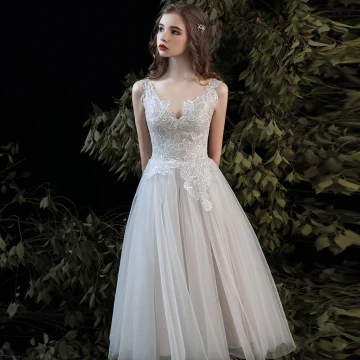 Eleganta Champagne Stranden Bröllopsklänningar 2020 Prinsessa V Hals Ärmlös Halterneck Appliqués Spets Te Längd