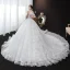 Schöne Weiß Hochzeits Brautkleider / Hochzeitskleider 2020 Ballkleid Off Shoulder Kurze Ärmel Star Rückenfreies Applikationen Spitze Perlenstickerei Kathedrale Schleppe Rüschen